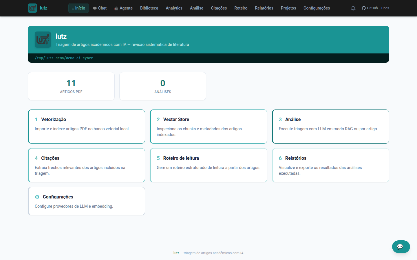 Dashboard do Lutz